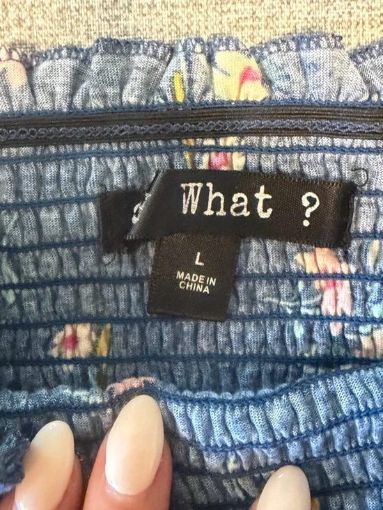 Say What? Navy Floral Smocked Crop Tank - Picture 3 of 5